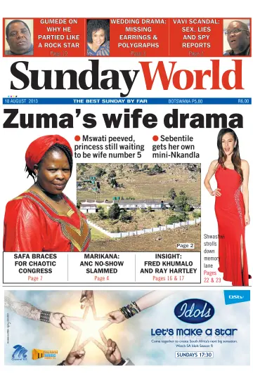 Sunday World (South Africa) - 18 Aug 2013