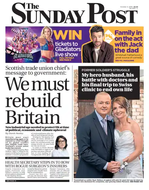 The Sunday Post front page, 4 October 2026. Headline: We must rebuild Britain.