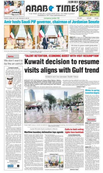 Arab Times - 19 Feb 2024