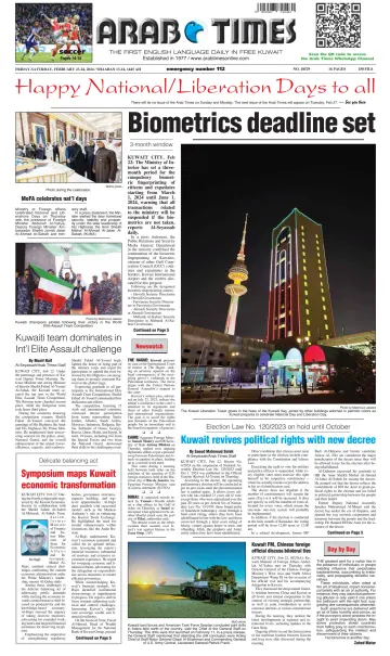 Arab Times - 23 Feb 2024