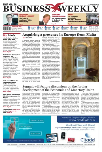 The Malta Business Weekly - 13 Dec 2012