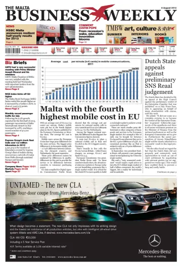 The Malta Business Weekly - 8 Aug 2013