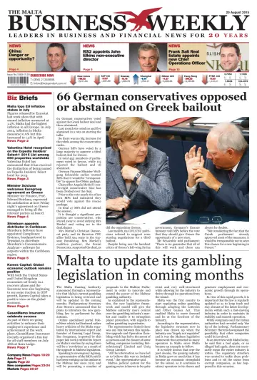 The Malta Business Weekly - 20 Aug 2015