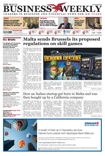 The Malta Business Weekly - 18 Aug 2016