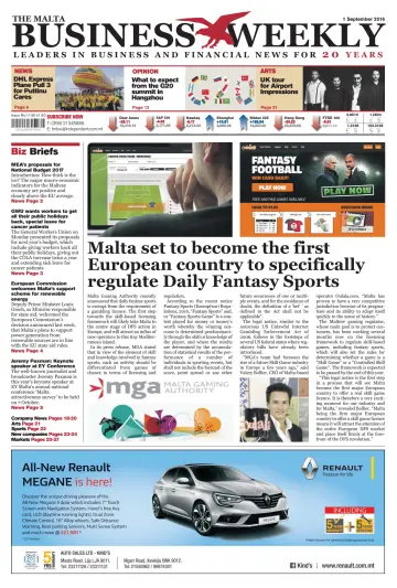 The Malta Business Weekly - 1 Sep 2016