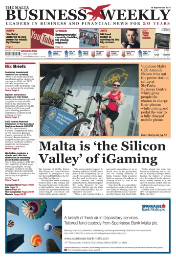 The Malta Business Weekly - 15 Sep 2016