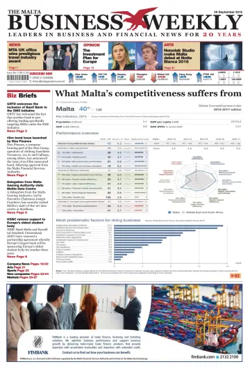 The Malta Business Weekly - 29 Sep 2016
