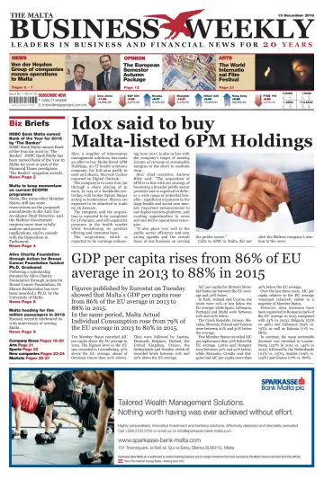 The Malta Business Weekly - 15 Dec 2016