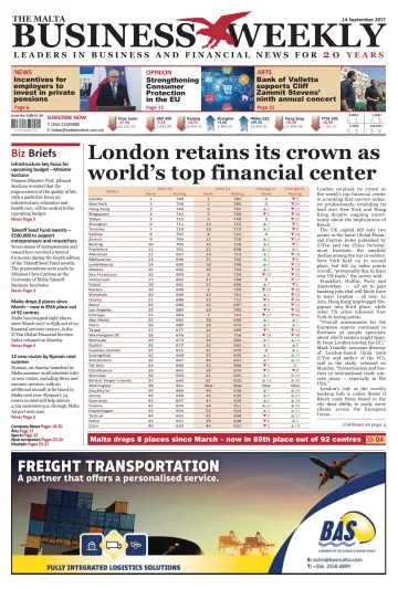 The Malta Business Weekly - 14 Sep 2017