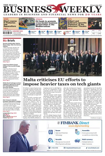 The Malta Business Weekly - 28 Sep 2017