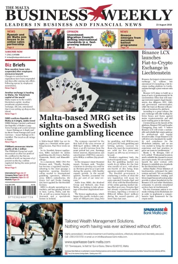 The Malta Business Weekly - 23 Aug 2018