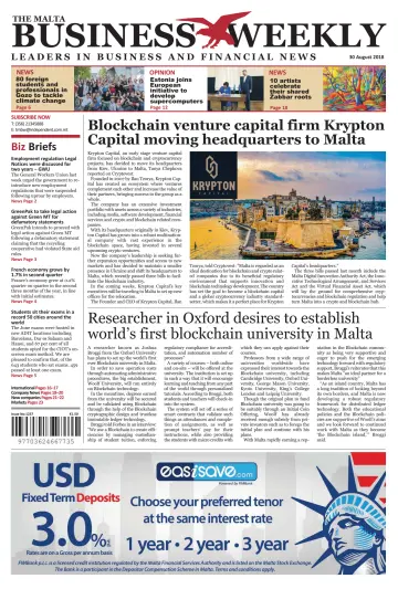 The Malta Business Weekly - 30 Aug 2018