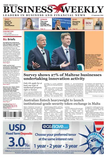The Malta Business Weekly - 27 Sep 2018