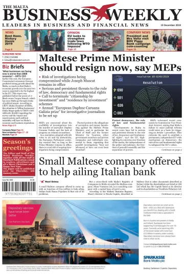 The Malta Business Weekly - 19 Dec 2019