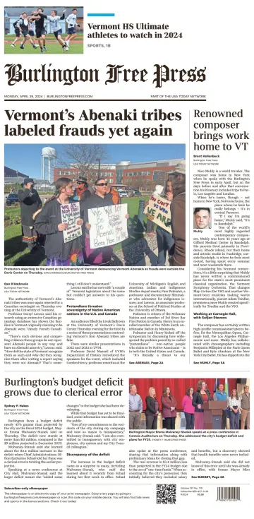 Burlington Free Press - 29 апр. 2024