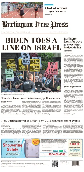 Burlington Free Press - 16 5월 2024