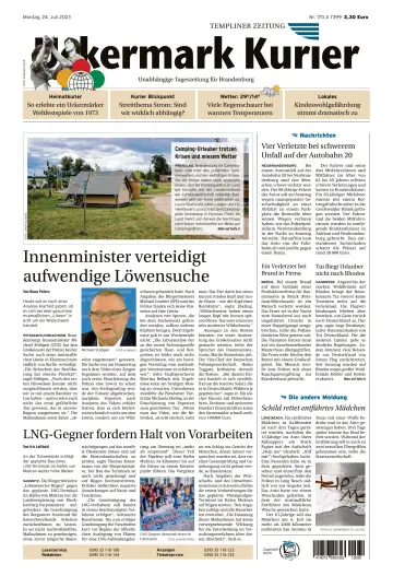 Uckermark Kurier Templiner Zeitung - 24 Juli 2023