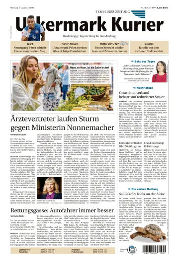 Uckermark Kurier Templiner Zeitung - 07 Aug. 2023