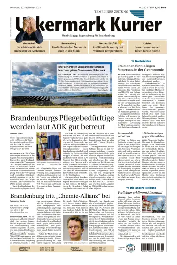 Uckermark Kurier Templiner Zeitung - 20 Sept. 2023