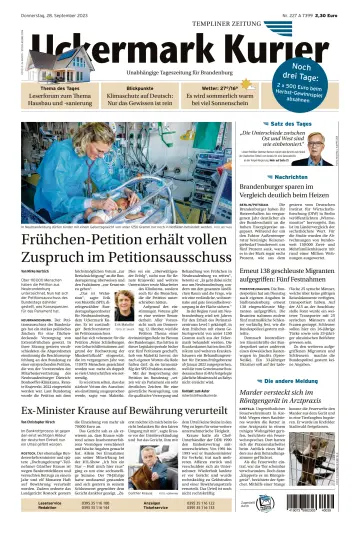 Uckermark Kurier Templiner Zeitung - 28 Sept. 2023