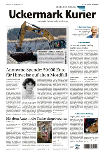 Uckermark Kurier Templiner Zeitung - 15 十一月 2023