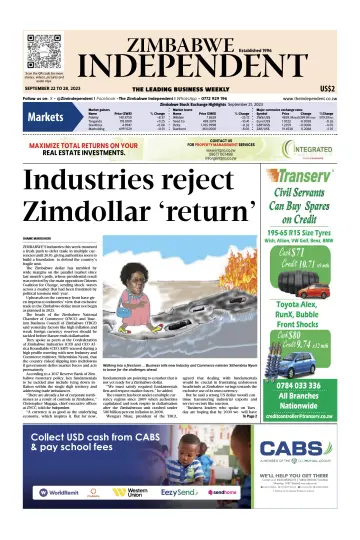The Zimbabwe Independent - 22 Sep 2023