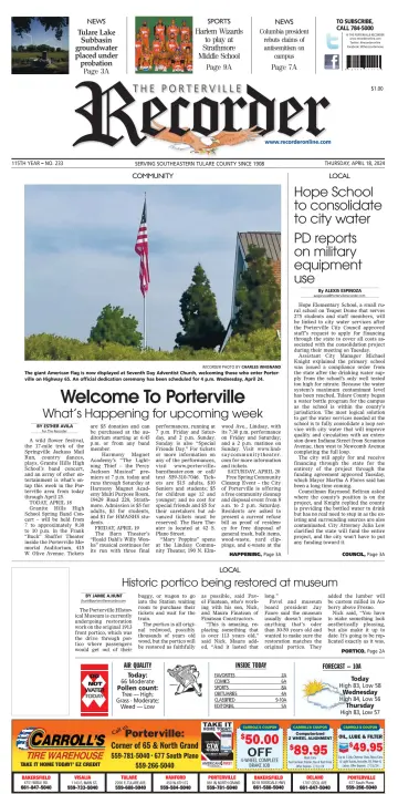 Porterville Recorder - 18 avr. 2024