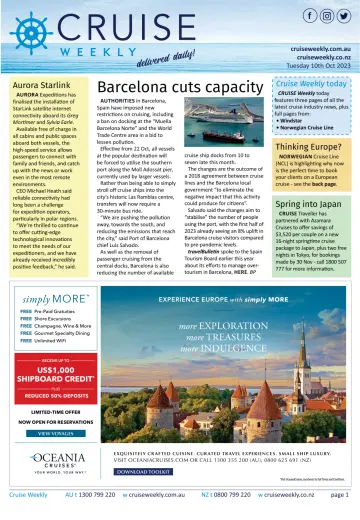 Cruise Weekly - 10 oct. 2023