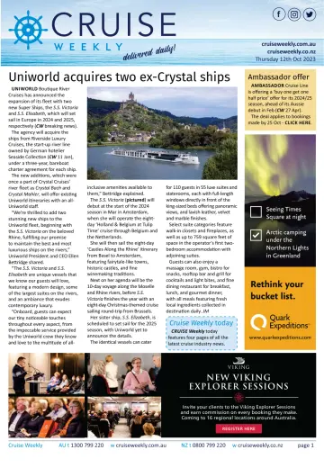 Cruise Weekly - 12 oct. 2023