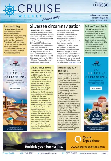 Cruise Weekly - 20 Oct 2023