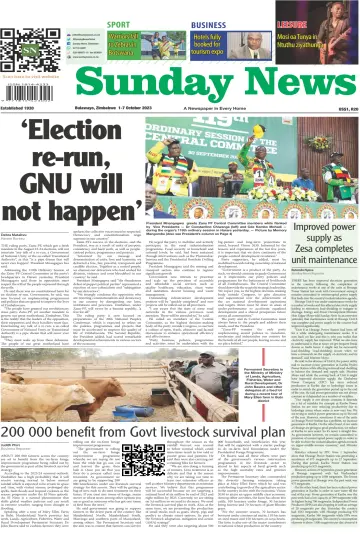 Sunday News (Zimbabwe) - 1 Oct 2023