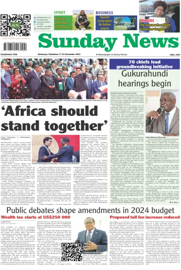 Sunday News (Zimbabwe) - 17 十二月 2023