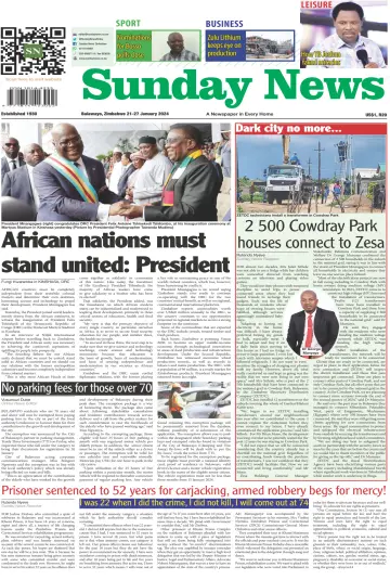 Sunday News (Zimbabwe) - 21 Jan 2024