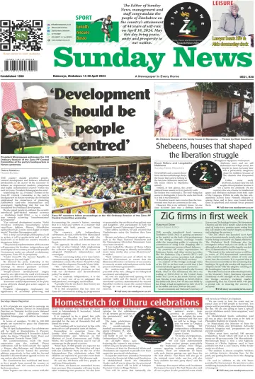 Sunday News (Zimbabwe) - 14 四月 2024