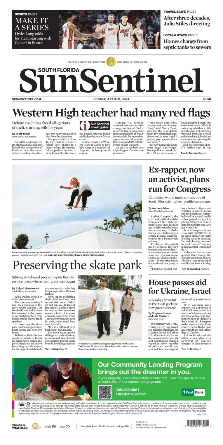 South Florida Sun-Sentinel Palm Beach (Sunday)
