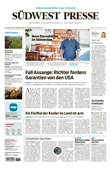 Südwest Presse - Metzinger Uracher Volksblatt - Der Ermstalbote - 27 Mar 2024