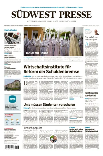 Südwest Presse - Metzinger Uracher Volksblatt - Der Ermstalbote - 28 Mar 2024