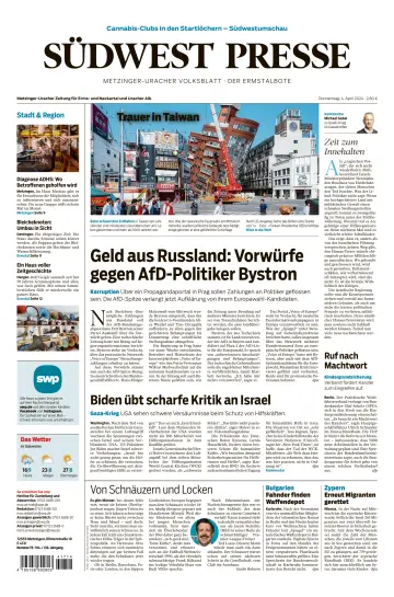 Südwest Presse - Metzinger Uracher Volksblatt - Der Ermstalbote - 04 Nis 2024