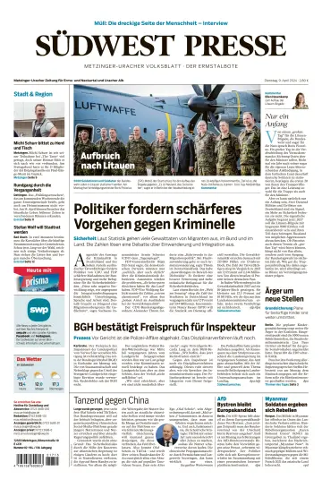 Südwest Presse - Metzinger Uracher Volksblatt - Der Ermstalbote - 09 Nis 2024
