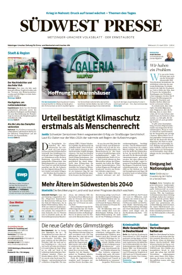 Südwest Presse - Metzinger Uracher Volksblatt - Der Ermstalbote - 10 四月 2024