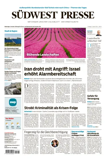 Südwest Presse - Metzinger Uracher Volksblatt - Der Ermstalbote - 12 abril 2024