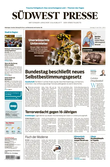 Südwest Presse - Metzinger Uracher Volksblatt - Der Ermstalbote - 13 四月 2024