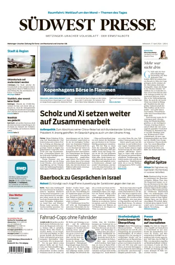 Südwest Presse - Metzinger Uracher Volksblatt - Der Ermstalbote - 17 апр. 2024