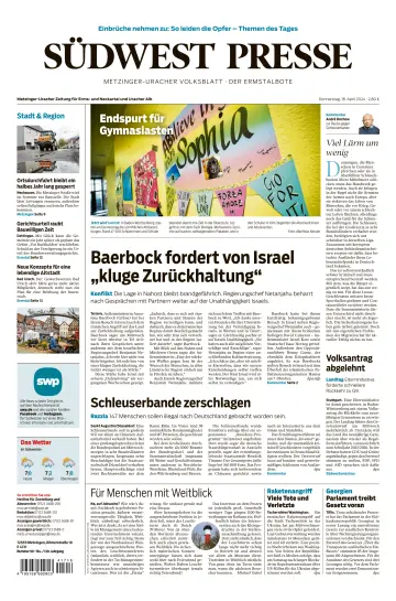 Südwest Presse - Metzinger Uracher Volksblatt - Der Ermstalbote - 18 四月 2024