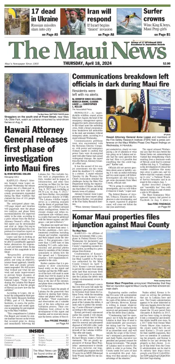 The Maui News - 18 avr. 2024