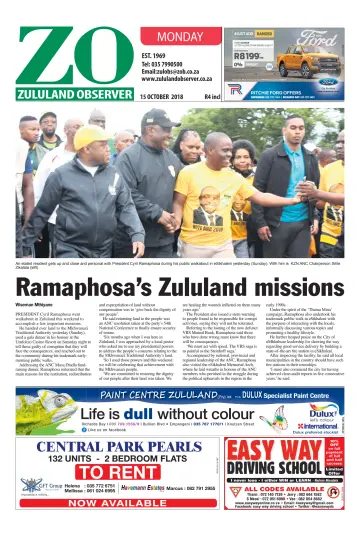 Zululand Observer - Monday - 15 Oct 2018
