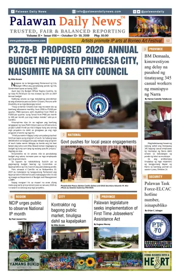 Palawan Daily News - 20 Oct 2019