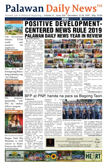 Palawan Daily News - 29 Dec 2019