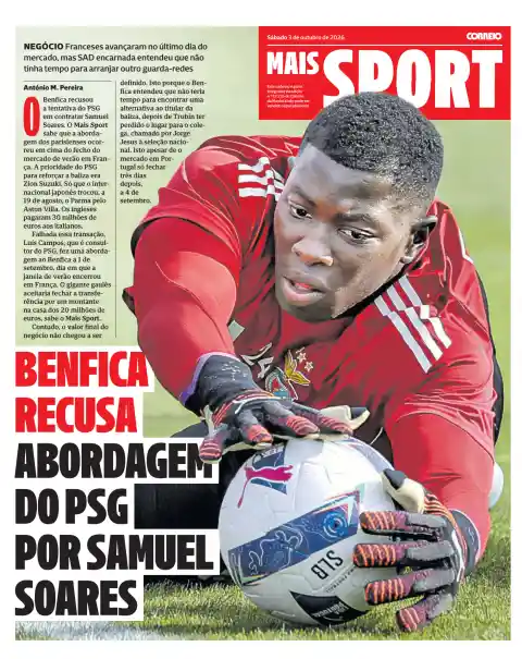 Última edição do Mais Sport (Correio da Manhã), de sábado, 3 de outubro de 2026
