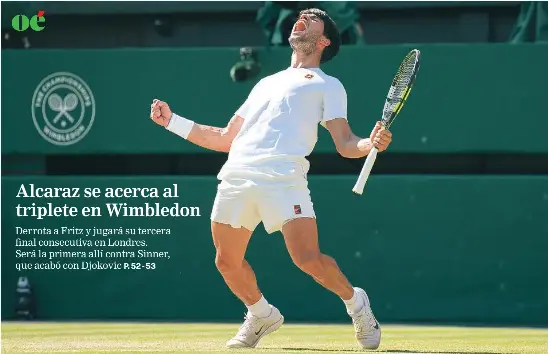 ALCARAZ SE ACERCA AL TRIPLETE EN WIMBLEDON